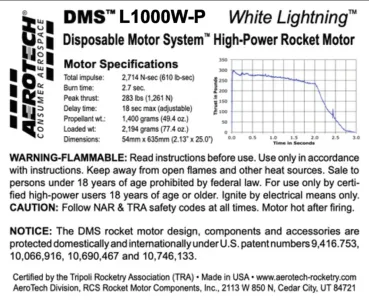 Aerotech L1000W-18A - DMS Single Use (P2)